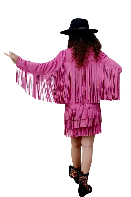 WAY Magenta Fringe Jacket-Final Price Mesh Jacket Canvas Jacket Denim Jacket