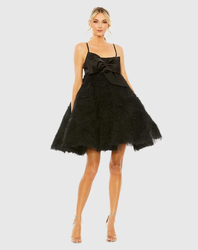 Bow Front Tulle Mini Dress Trendy Tie-Dye Mini Dress