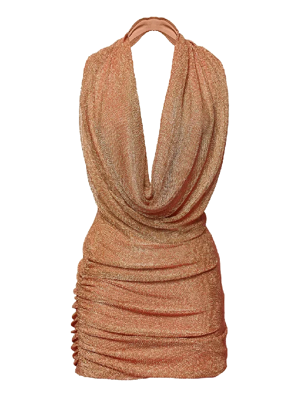 Amazon Mini dress Bronze Comfortable Polka Dot Mini Dress
