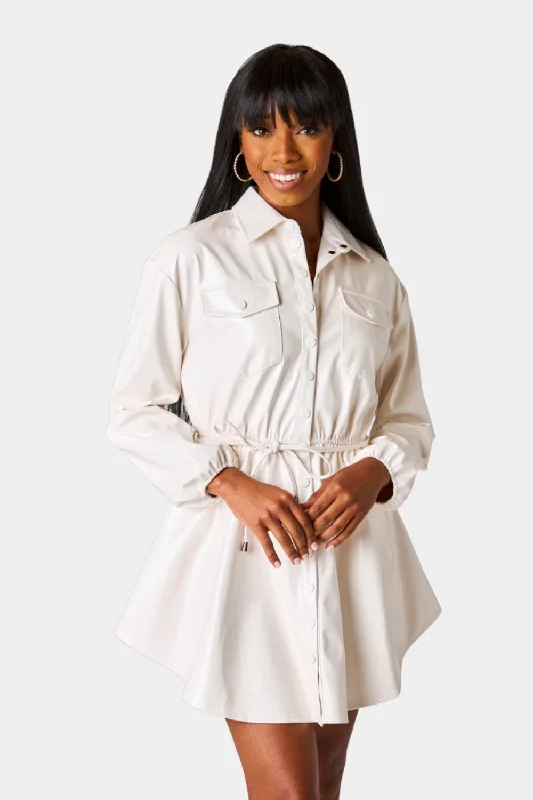 Ariella Button Up Mini Dress - White Stylish Spaghetti Strap Mini Dress