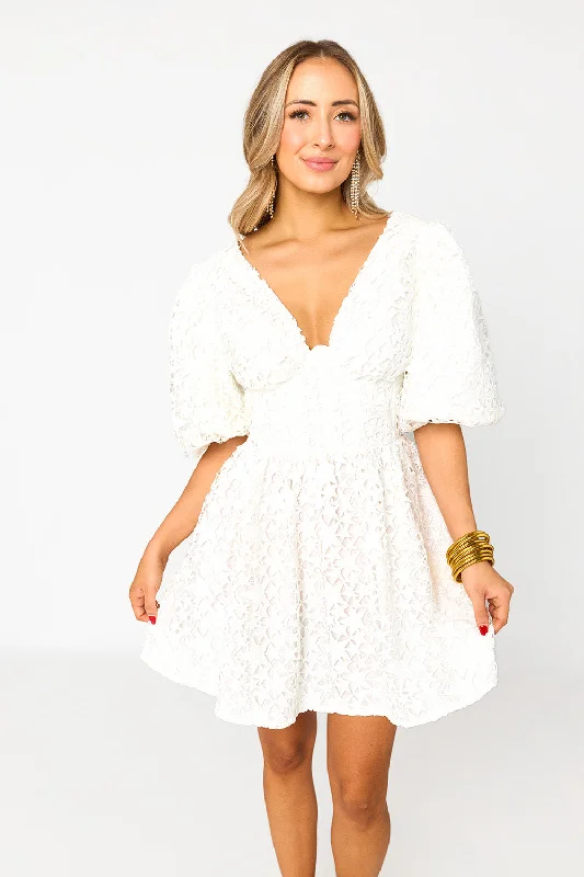Bonnie Puff Sleeve Mini Dress - Equinox Comfortable Boho Mini Dress