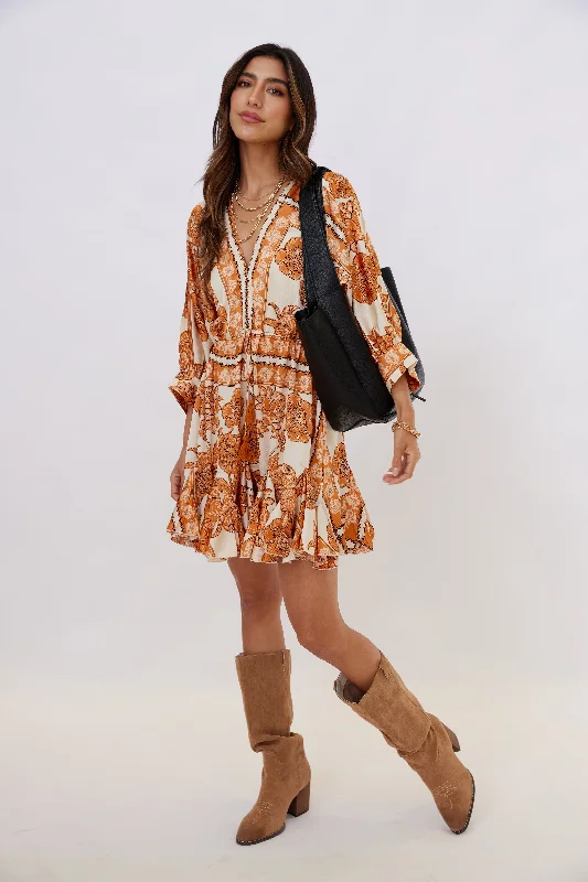 Elena Dolman Sleeve Tie Front Mini Dress Chic Puff Sleeve Mini Dress