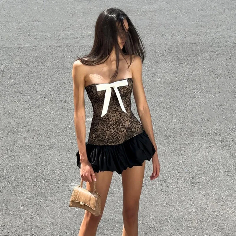 Emery Strapless Mini Dress Fashionable Mini Dress with Slits