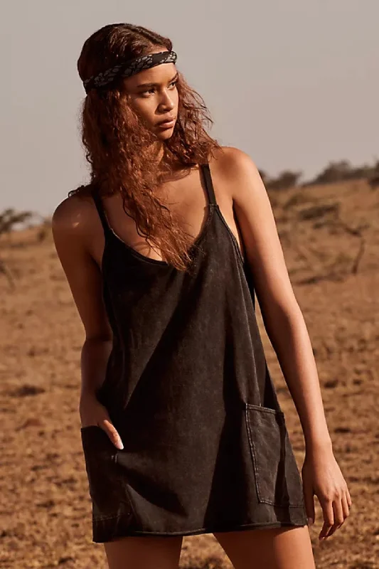 Free People: Hot Shot Mini Dress in Black Comfortable Fit-and-Flare Mini Dress
