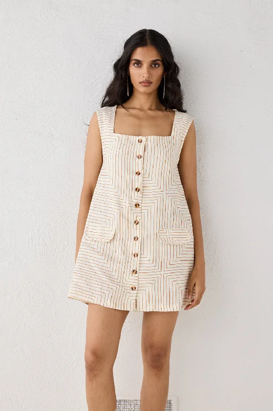 Heidi Linen Mini Dress Juno Casual High-Waist Mini Dress