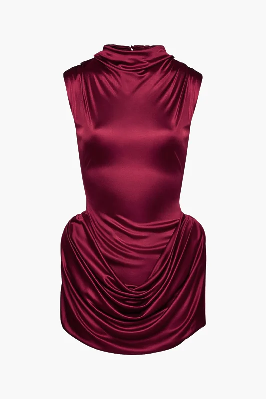 Ruched Sleeveless Mini Dress Cozy Sweater Mini Dress