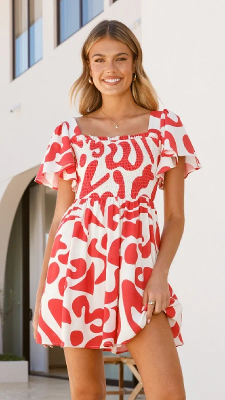 Molly Mini Dress - Florence Print Trendy Tie-Dye Mini Dress