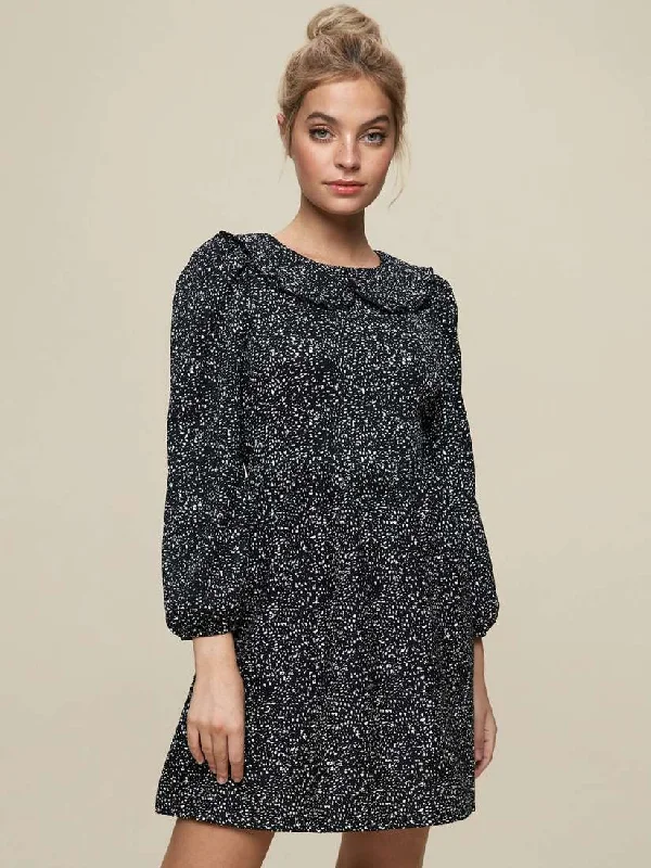 Petite Monochrome 3/4 Sleeve Mini Dress Trendy Mini Dress with Belt