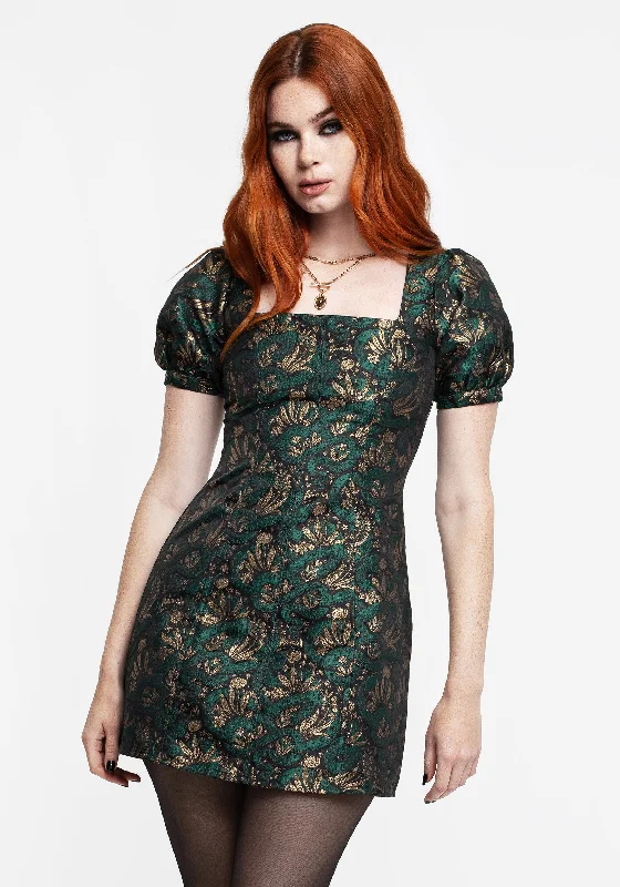 Rena Snake Jacquard Mini Dress Fashionable Pleated Mini Dress