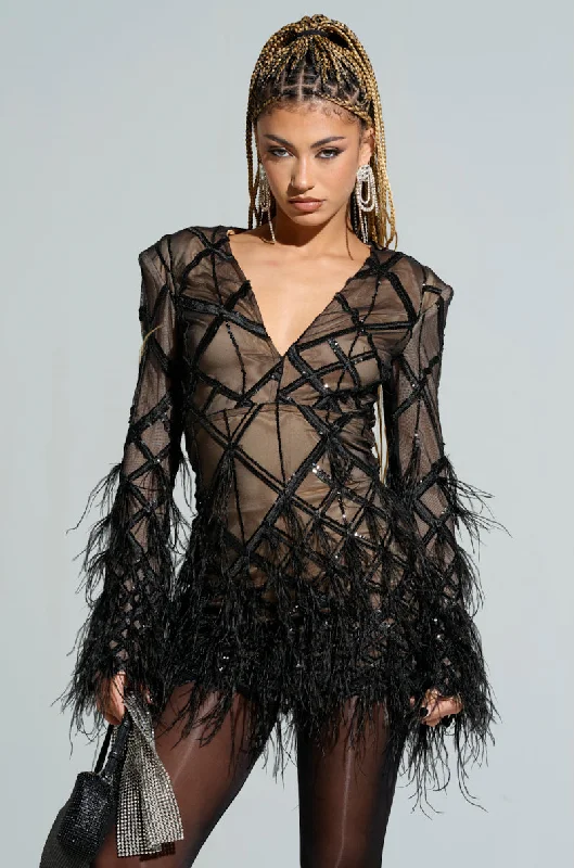 SHOW ME A GOOD TIME MESH MINI DRESS Stylish Short-Sleeve Mini Dress