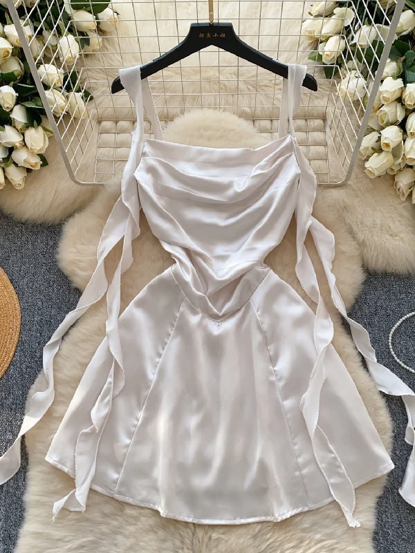 Soft Beige Ruffles Ruched Short Mini Dress Elegant Off-Shoulder Dress Mini