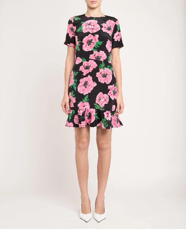 Iconic Poppy Print Mini Dress Trendy Mesh Mini Dress