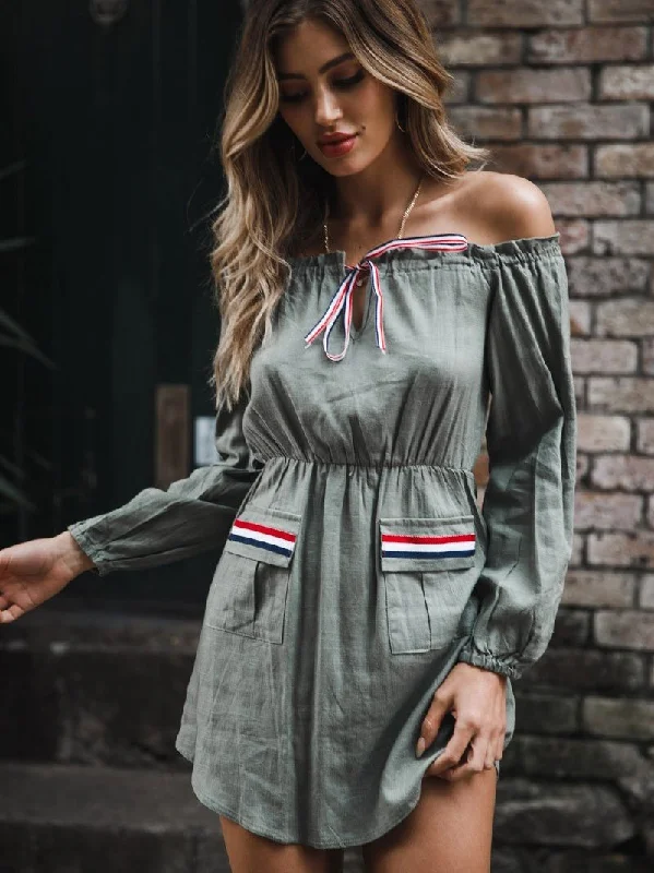 Terisia Off-The-Shoulder Mini Dress Comfortable Off-Shoulder Mini Dress