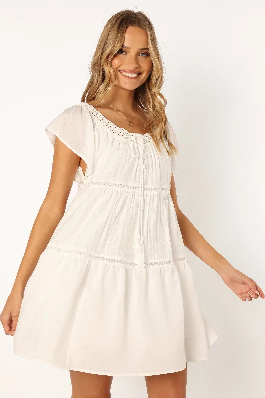 Ulla Mini Dress - White Trendy Mesh Mini Dress