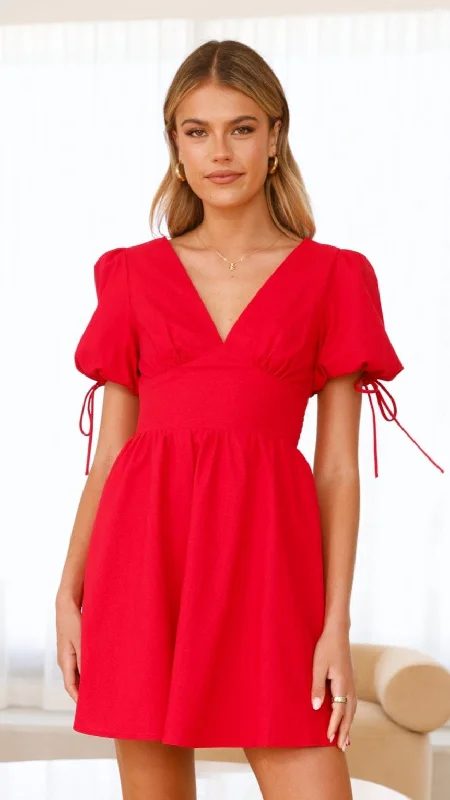 Verve Mini Dress - Red Cozy Knitted Mini Dress