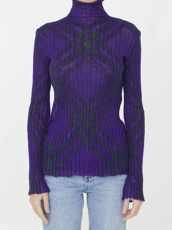 Check Jumper Fleece Sweater Nylon Polyester