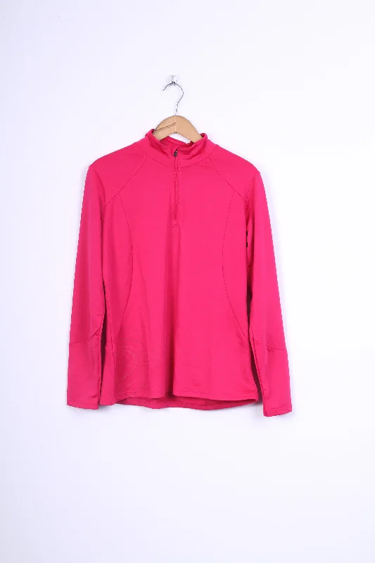 Crivit Sport Womens L 18/20 Jumper Zip Neck Pink Hooded Caped Shawl Collar