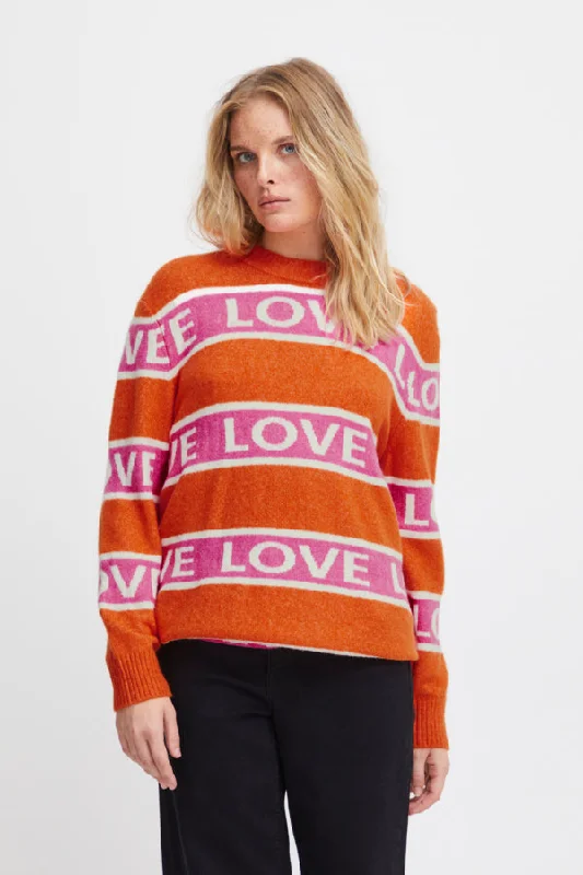 Motif Stripe Jumper Satin Blend Silk Blend Wool Blend