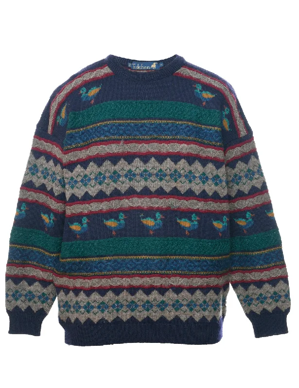 Multi-colour Jumper - M Polka Dot Checkered Tartan