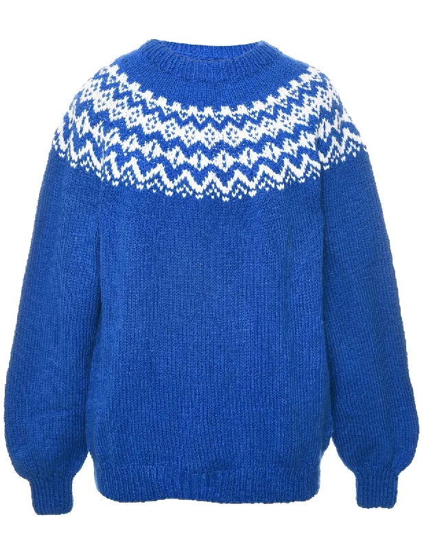 Nordic Blue Jumper - XXL Terry Blend Velvet Blend Canvas Blend