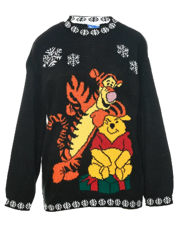 Nordic Winnie The Pooh And Tigger Jumper - L Graphic Sweater Embroidered Appliqued