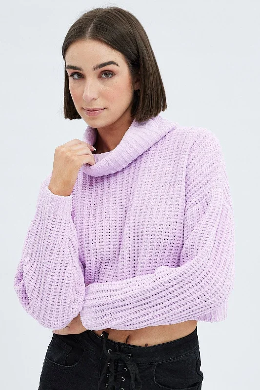 Pink Knit Jumper Turtle Neck Chenille Terry Terry Cloth Terry Knit