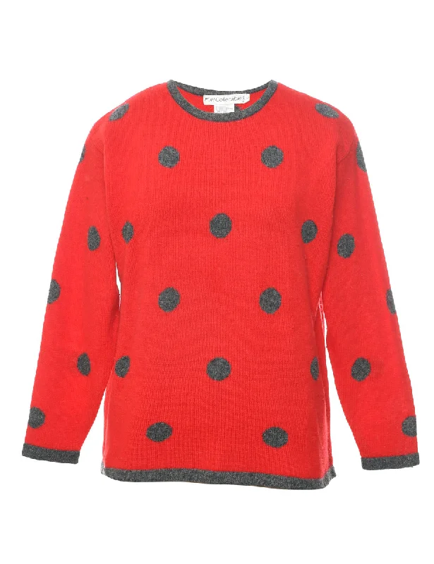 Polka Dot  Jumper - L Wool Sweater Cotton Sweater Cashmere Sweater