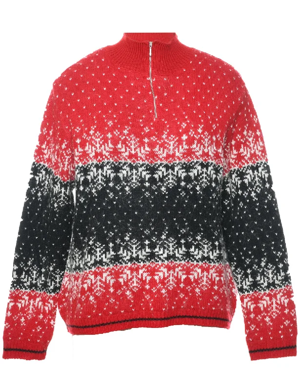 Quarter Zip Jumper - M Toggled Drawstring Belted
