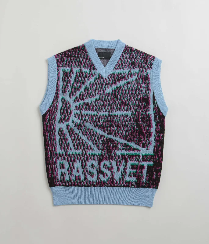 Rassvet Mesh Camo Sleeveless Jumper - Blue Satin Blend Silk Blend Wool Blend