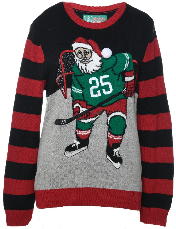 Santa Claus Christmas Jumper - M Lace Blend Ribbed Blend Corduroy Blend