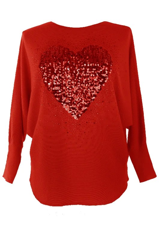 Sequin Heart Jumper Lace Blend Ribbed Blend Corduroy Blend