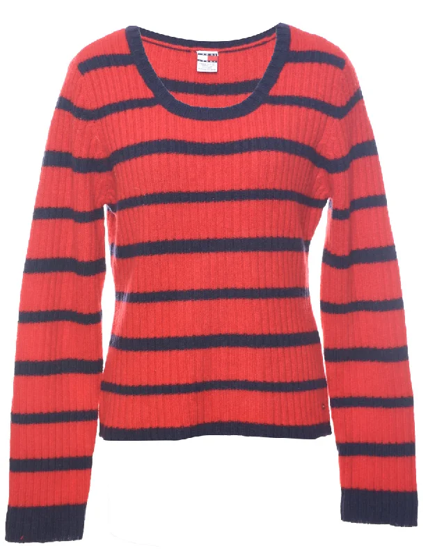 Striped Red Jumper - XL Iron Safe Non-Iron Wrinkle Free