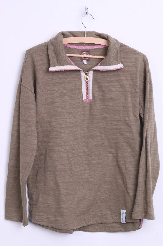 Tom Joule Womens XS 8 Jumper Antler Cotton Zip Neck Velvet Chenille Corduroy