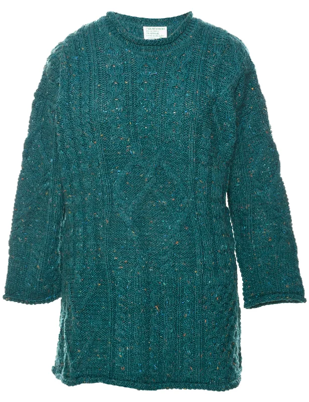 Wool Cable Knit Jumper - S Casual Formal Business