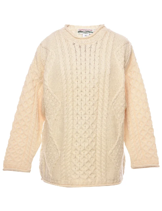 Wool Cable Knit Jumper - S Thin Thick Dense