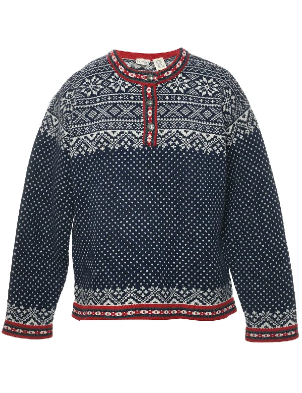 Wool L.L. Bean Nordic Jumper - L Rayon Fabric Velvet Fabric Corduroy Fabric
