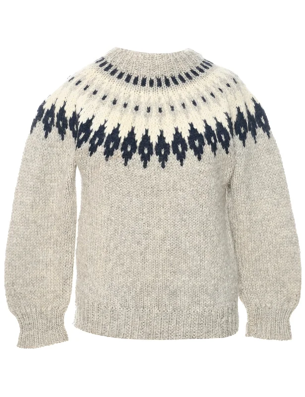 Wool Nordic Jumper - M Stylish Fashionable Trendy