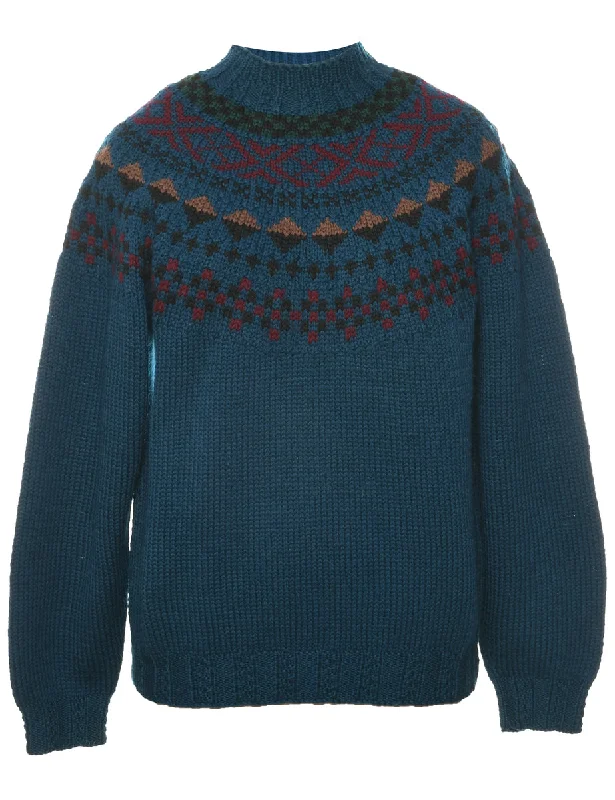 Wool Nordic Jumper - S Solid Print Embellished
