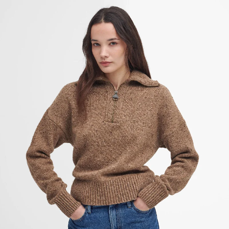 Barbour Ladies Lavensdale Half Zip Knitted Jumper Fitted Loose Oversized