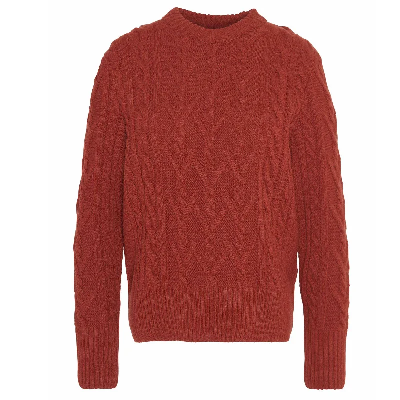 Barbour Ladies Solway Knitted Jumper Mesh Blend Leather Blend Suede Blend