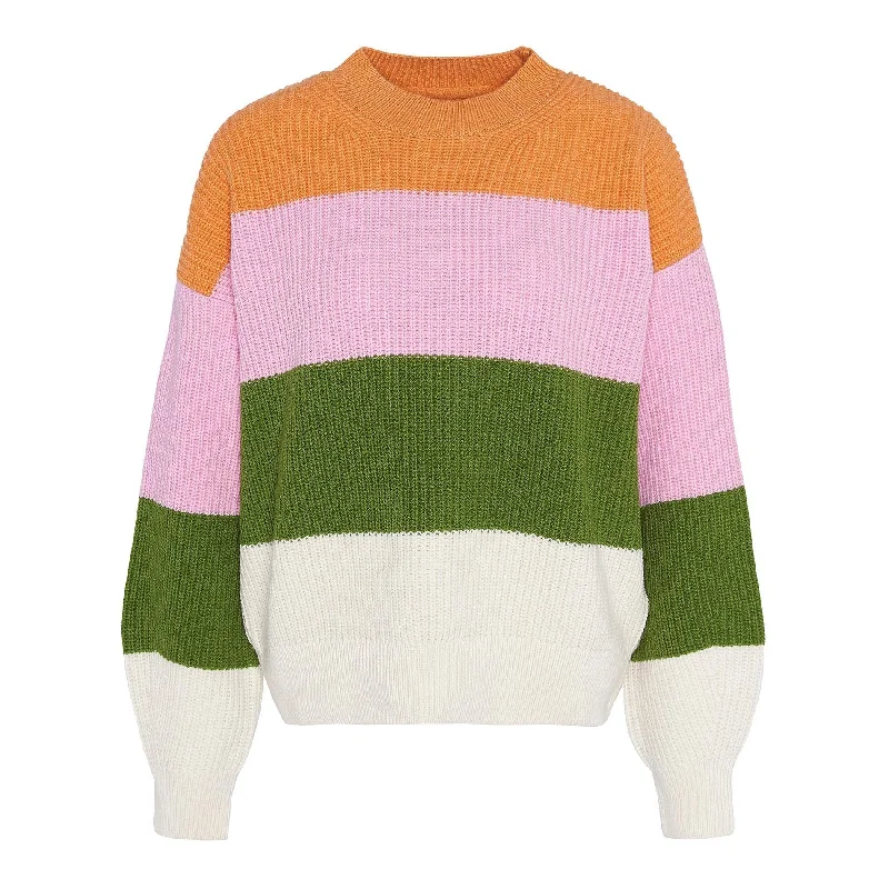 Barbour Ladies Ula Stripe Knitted Jumper Hooded Sweater Collared Sweater Shawl Collar