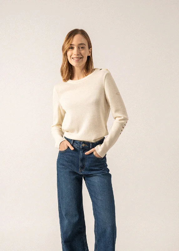 Bregançon plain sailor jumper - striped elbow patches, in wool (ECUME) Faux Fur Fabric Real Fur Fabric Shearling Fabric Bregançon plain sailor jumper - striped elbow patches, in wool (ECUME) Faux Fur Fabric Real Fur Fabric Shearling Fabric
