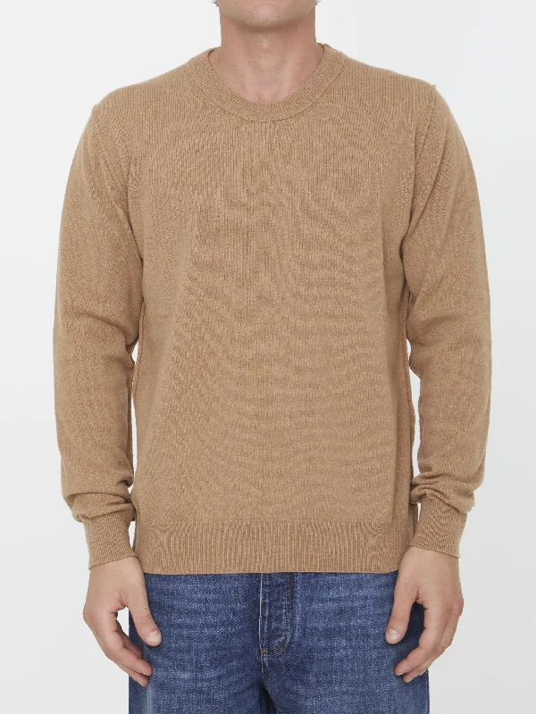 Camel Cashmere Jumper Chenille Brocade Lace