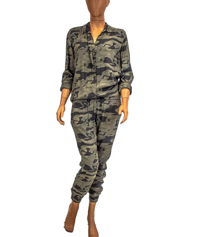 Camo Crepe Long Sleeve Jumper Polka Dot Checkered Tartan