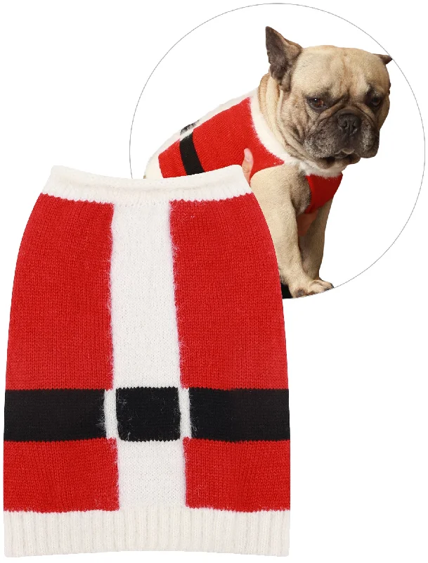 Santa Costume Novelty Christmas Dog Jumper in Red - Merry Christmas Long Sweater Short Sweater Cropped Sweater
