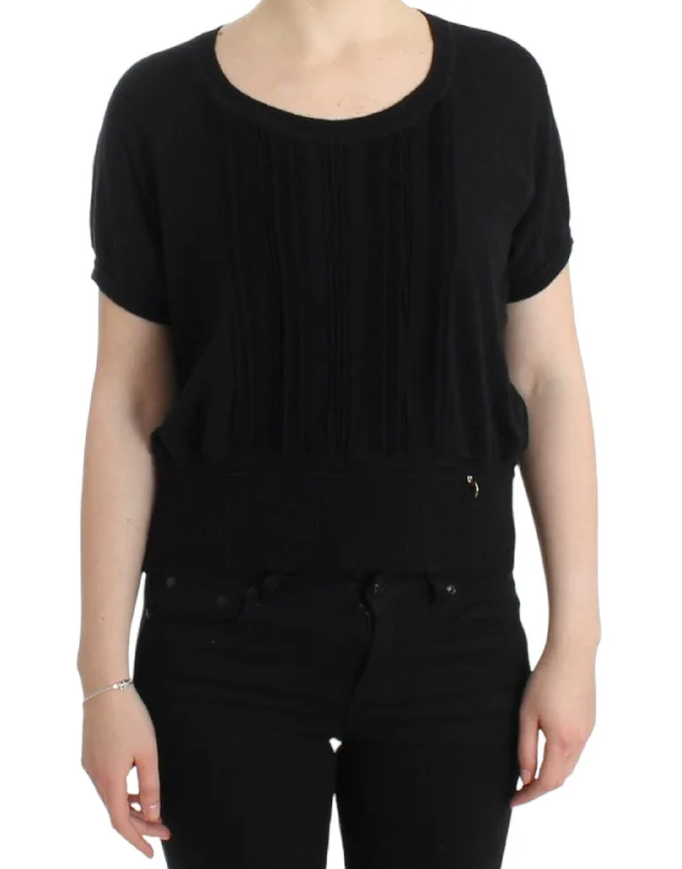 Elegant Short Sleeved Black Jumper Elegant Classic Vintage
