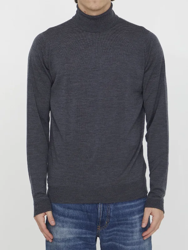 Grey Merino Jumper Boxy Sweater Fitted Sweater A-Line