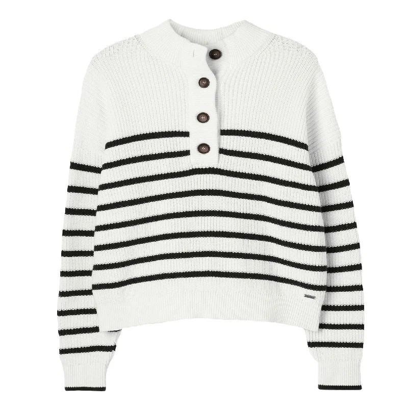 Joules Ladies Cove Button Through Chunky Jumper Print Jacquard Patchwork