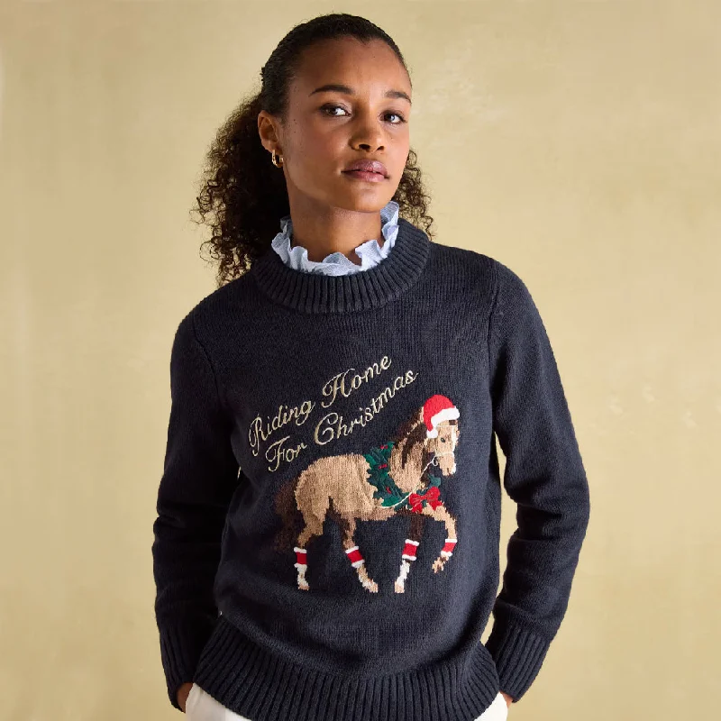 Joules Ladies Noelle Christmas Jumper Elegant Classic Vintage