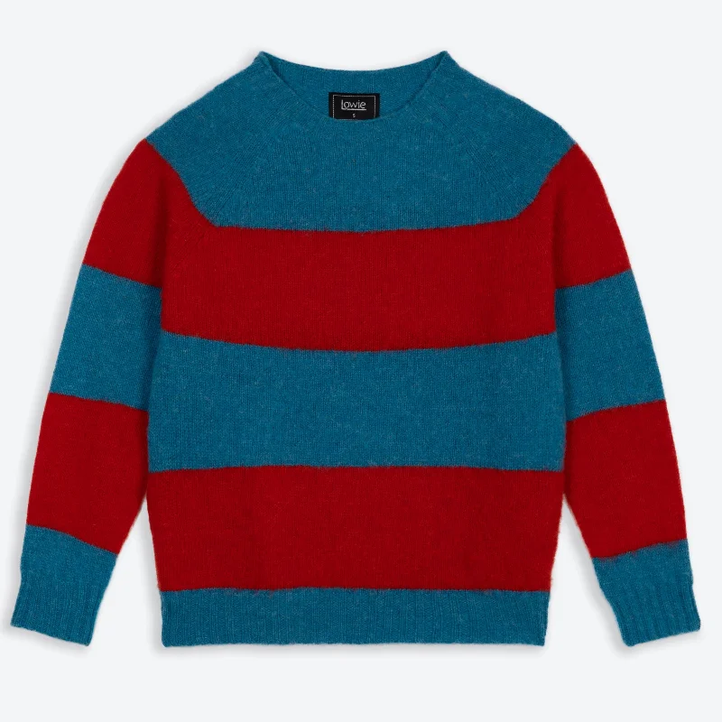 Brushed Stripe Blue/Red Jumper Welt Pockets Slit Pockets Flap Pockets